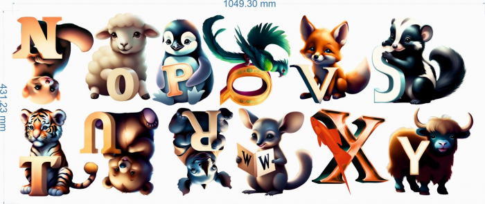 Stickere decorative perete din autocolant textil repozitionabil Alfabetul cu animale [3]