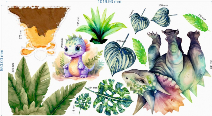 Stickere decorative perete din autocolant textil repozitionabil model  dinozauri [4]