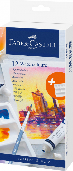 Tempera Acuarele 12 Culori 9Ml + Paleta Faber-Castell [1]