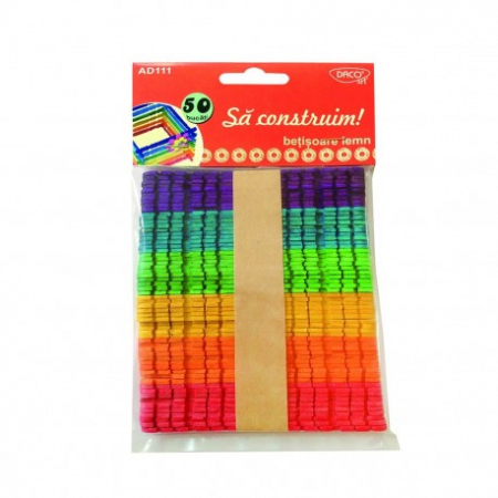Rechizite scolare - Accesorii Craft - Ad111 Betisoare Lemn Sa Construim 