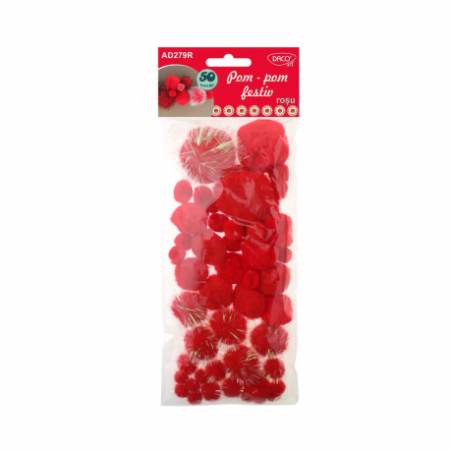 Accesorii craft - Accesorii Craft - Ad279R Pom Pom Festiv Rosu Daco