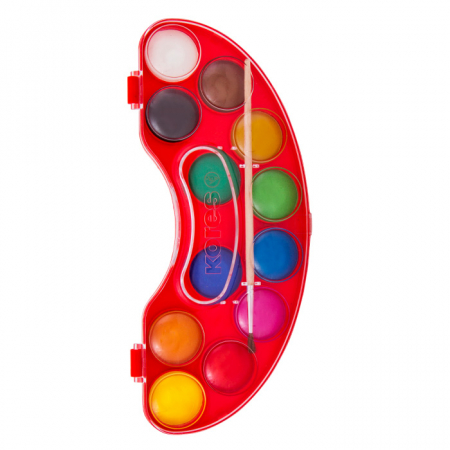 Pensule, Acuarele, Tempera, Guase - Acuarele 12 Culori 30Mm + Pensula Akuarellos Kores