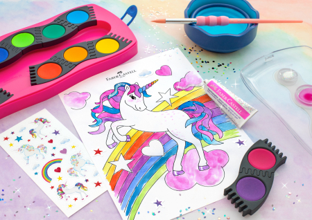 Acuarele 12 Culori Connector Roz Unicorni 2023 Faber-Castell [2]