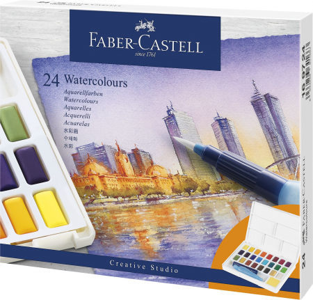 Pensule, Acuarele, Tempera, Guase - Acuarele 24 Culori Creative Studio Faber-Castell