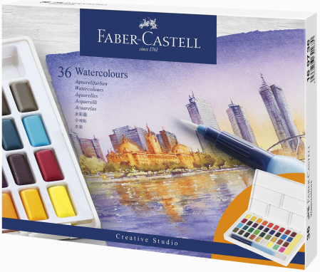 Pensule, Acuarele, Tempera, Guase - Acuarele 36 Culori Creative Studio Faber-Castell
