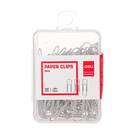 Agrafe. Pioneze. Clipsuri. Ace cu Gamalie. Elastice - Agrafe Metal 29Mm 100 Buc Cutie Plastic Deli