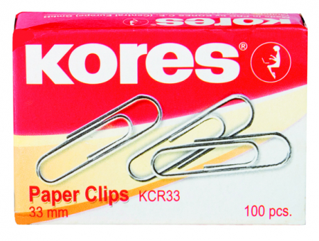 Agrafe. Pioneze. Clipsuri. Ace cu Gamalie. Elastice - Agrafe Metal 33Mm 100/Cutie Kores