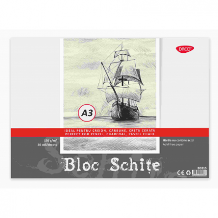 Caiete & Bloc Desen - Bloc A3 Schite 150G 30 File Daco Bd315