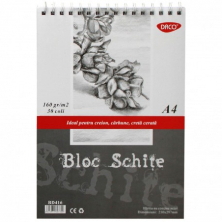 Arta si grafica - Bloc A4 Schite 160Gr  30 File Daco Bd416