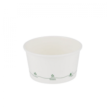 Boluri biodegradabile universale, Ø 115 mm, carton cu captuseala PLA, pt. 300 ml (450ml total), albe, imprimate cu sigle eco, set 25 buc [1]