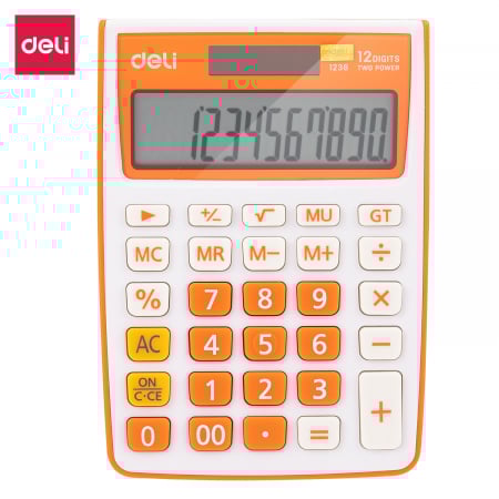 Calculatoare de birou - Calculator Birou 12Dig Alb-Portocaliu 1238 Deli