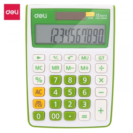 Calculatoare de birou - Calculator Birou 12Dig Alb-Verde 1238 Deli