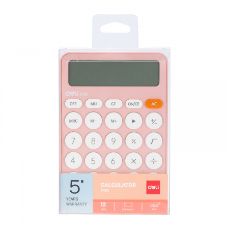 Calculator Birou 12Dig Plastic Fashion Em124 Roz Deli [4]