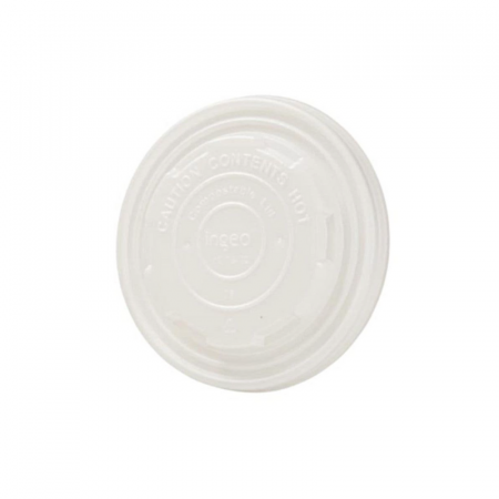 Articole catering și ambalare alimente - Capace biodegradabile Ø 115 mm, CPLA, albe pentru boluri universale 300, 400 ml, set 50 buc.