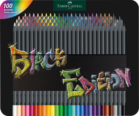 Rechizite scolare - Creioane Colorate 100 Culori Black Edition Cutie Metal Faber-Castell