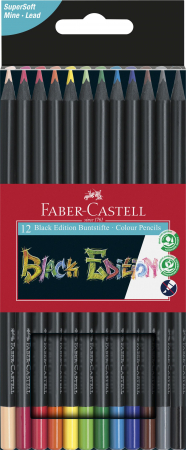 Creioane colorate - Creioane Colorate 12 Culori Black Edition Faber-Castell