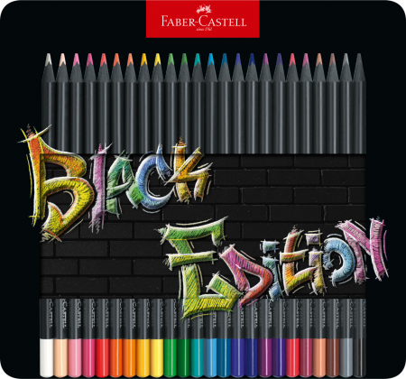 Creioane colorate - Creioane Colorate 24 Culori Black Edition Cutie Metal Faber-Castell