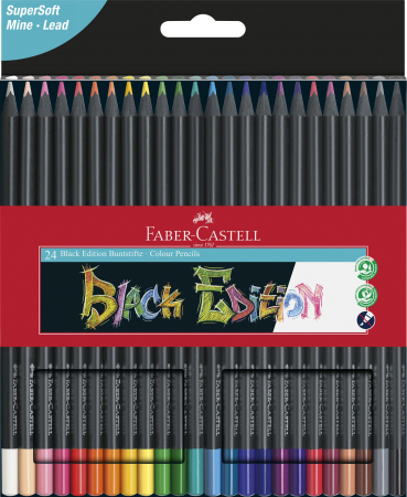 Creioane colorate - Creioane Colorate 24 Culori Black Edition Faber-Castell