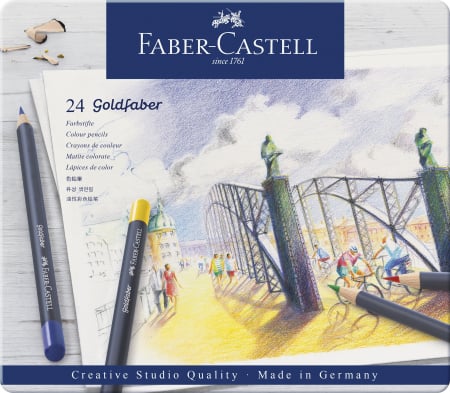 Creioane colorate permanente - Creioane Colorate 24 Culori Goldfaber Cutie Metal Faber-Castell