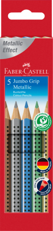 Creioane Colorate 5 Culori Metalizate Jumbo Grip Faber-Castell