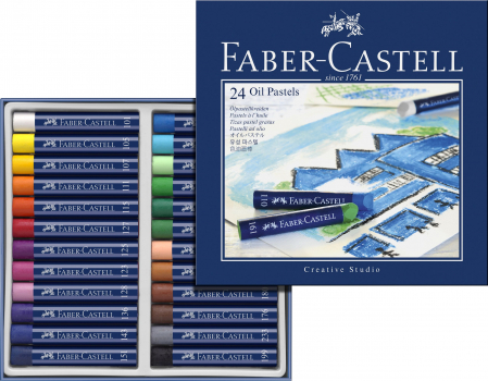 Creioane colorate acuarela - Creioane Ulei Pastel 24 Culori Faber-Castell