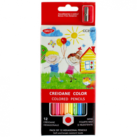 Creioane colorate - Creion Color 12 Culori Daco Hexagonal Cc312H