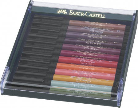 Arta si grafica - Cutie 12 Culori Pitt Artist Pen Nuante Earth Faber-Castell