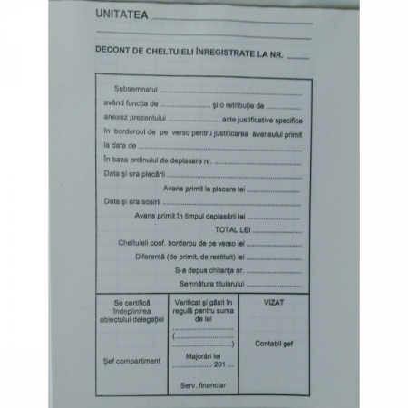 Tipizate - Decont De Cheltuieli Inregistrate A5