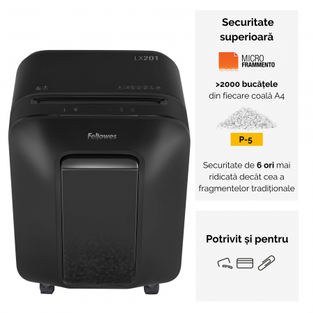 Distrugator Documente Lx201 Micro-Cut Negru Fellowes [1]