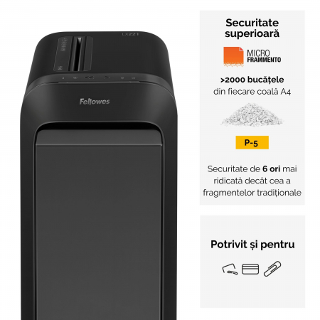 Distrugator Documente Lx221 Micro-Cut Negru Fellowes [3]