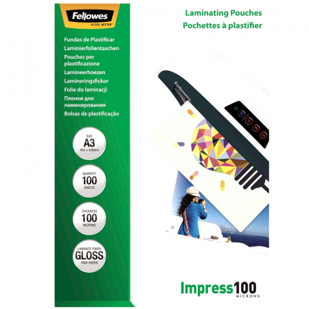 Aparatura pentru birou - Folie A3 100 Microni 100/Top Fellowes
