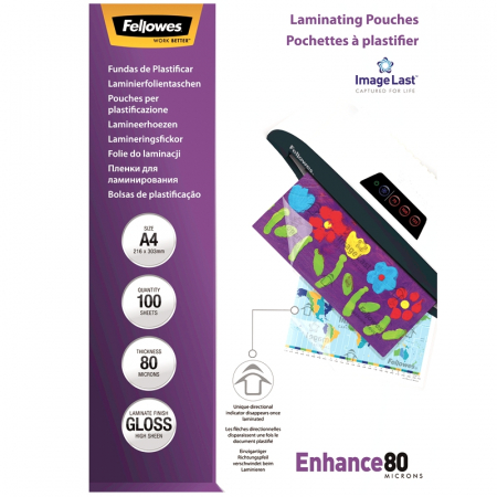 Aparatura pentru birou - Folie A4 80 Microni 100/Top Fellowes