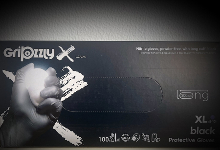 Gripzzly X Manusi nitril mecanic auto negre 8gr cu manseta extinsa 100buc/cut [1]