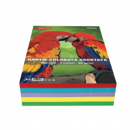 Produse din hartie - Hartie Colorata Hr800  A4  500Coli  5 Cul  Daco 80G/Mp