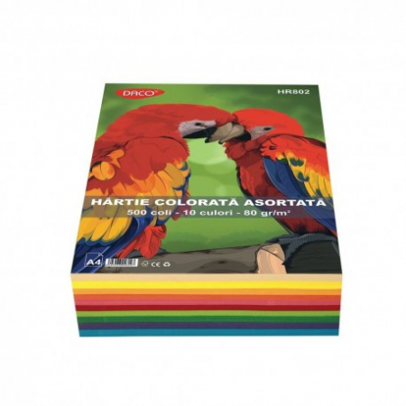 Produse din hartie - Hartie Colorata Hr802  A4  500Coli  10 Cul  Daco 80G/Mp