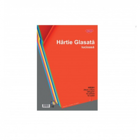 Hartie Creponata - Hartie Glasata Lucioasa 24X34Cm 12 File/Set Daco