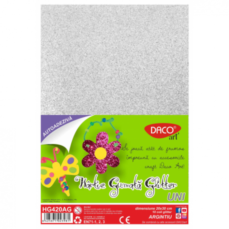 Hartie gumata - Hartie Gumata Aa Glitter Hg420Ag 20X30Cm 10Coli  Daco
