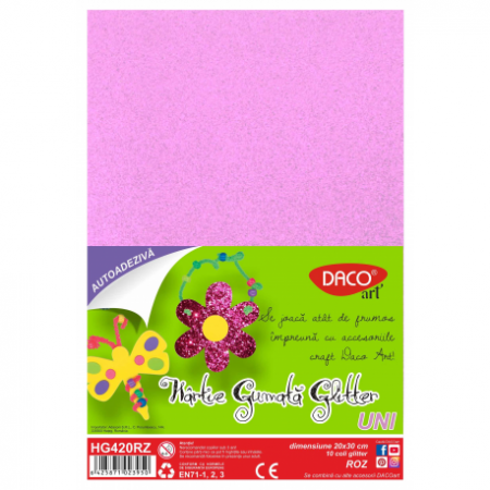 Hartie gumata - Hartie Gumata Aa Glitter Hg420Rz 20X30Cm 10Coli Daco