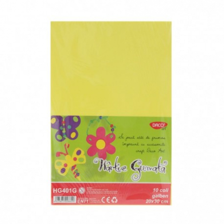 Hartie gumata - Hartie Gumata Hg401G 20X30 Cm 10Coli Galben Daco