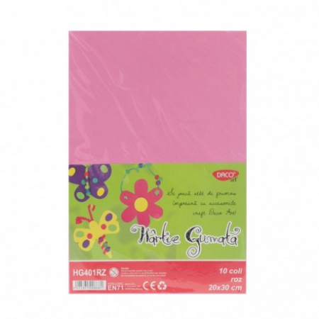 Hartie gumata - Hartie Gumata Hg401Rz 20X30 Cm 10Coli Roz Daco