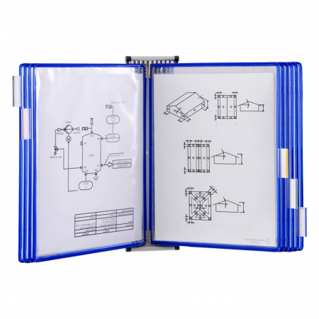 Sisteme de prezentare - Kit Complet Tarifold, Din Otel, Pentru Perete, A4, 10 Display-Uri, Albastru