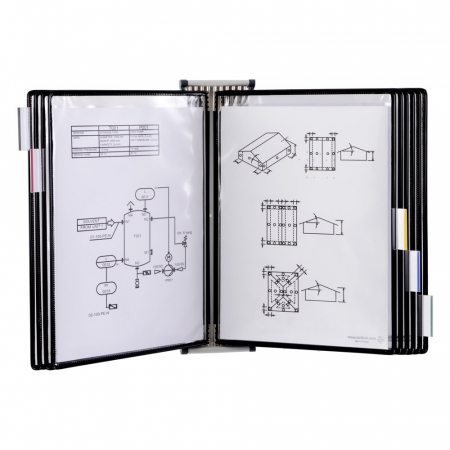 Sisteme de prezentare - Kit Complet Tarifold, Din Otel, Pentru Perete, A4, 10 Display-Uri, Negru