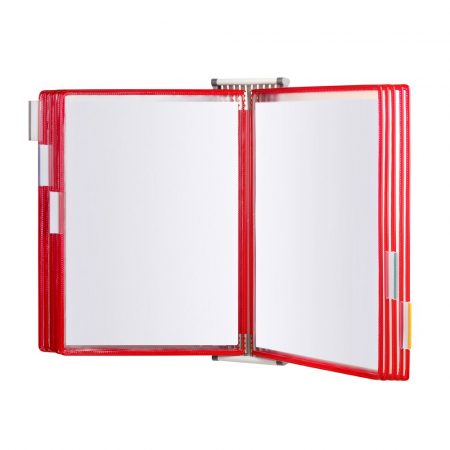 Sisteme de prezentare - Kit Complet Tarifold, Din Otel, Pentru Perete, A4, 10 Display-Uri, Rosu