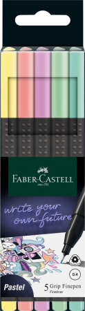 Linere - Liner 0.4Mm Set 5 Buc Pastel Grip Faber-Castell