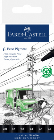 Linere - Liner Eco Pigment Set 6 Buc Black Edition Faber-Castell