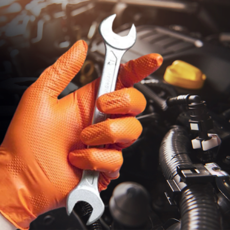 Manusi - Manusi mecanic, nitril, portocalii, pentru domenii tehnice, rezistente, texturate, 0.15-0.20 grosime, 50 buc/cutie