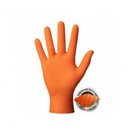 Manusi - Mănuși nitril texturate orange Strong Grip 50/cut