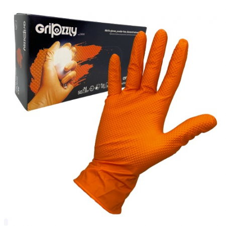 Manusi - Manusi nitril,texturate Zarys Gripzzly  orange 50/cutie
