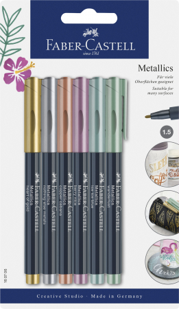 Markere permanente - Marker Metallics Set 6 Buc Faber-Castell