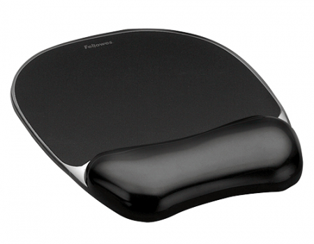 Accesorii pentru birou - Mouse Pad Si Suport Incheieturi Negru Gel Crystal Fellowes